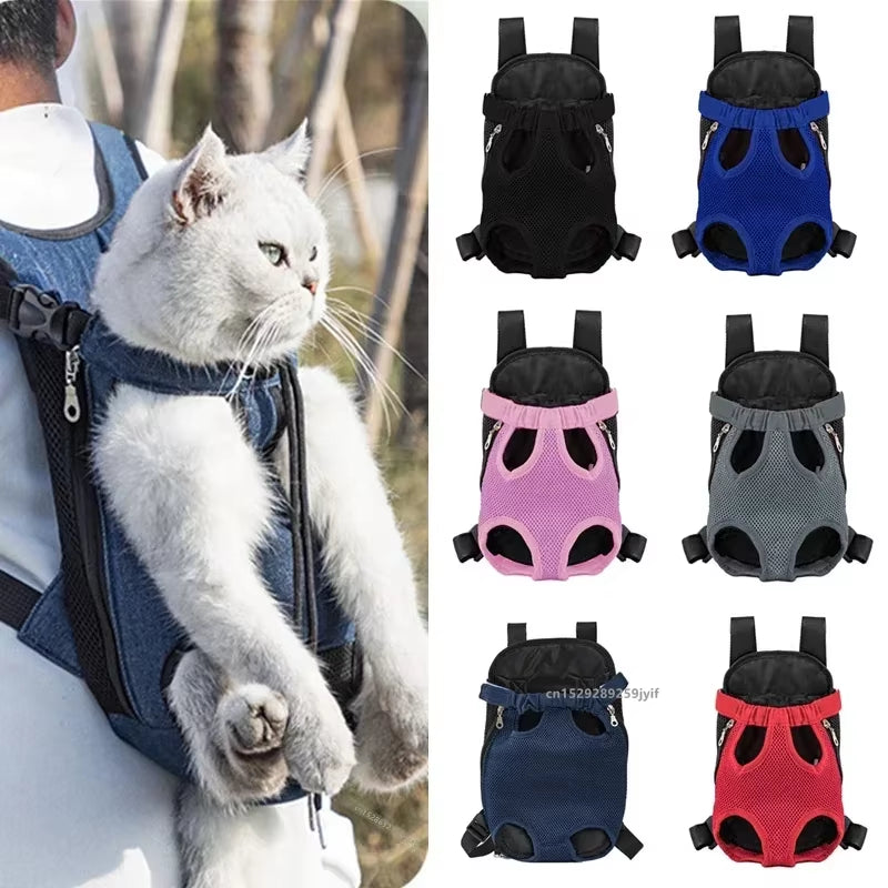 Double Shoulder Breathable Portable Travel Pet Dog Carrier Backpack Mesh Carrier Front Bag for Small Dog Cats Outdoor