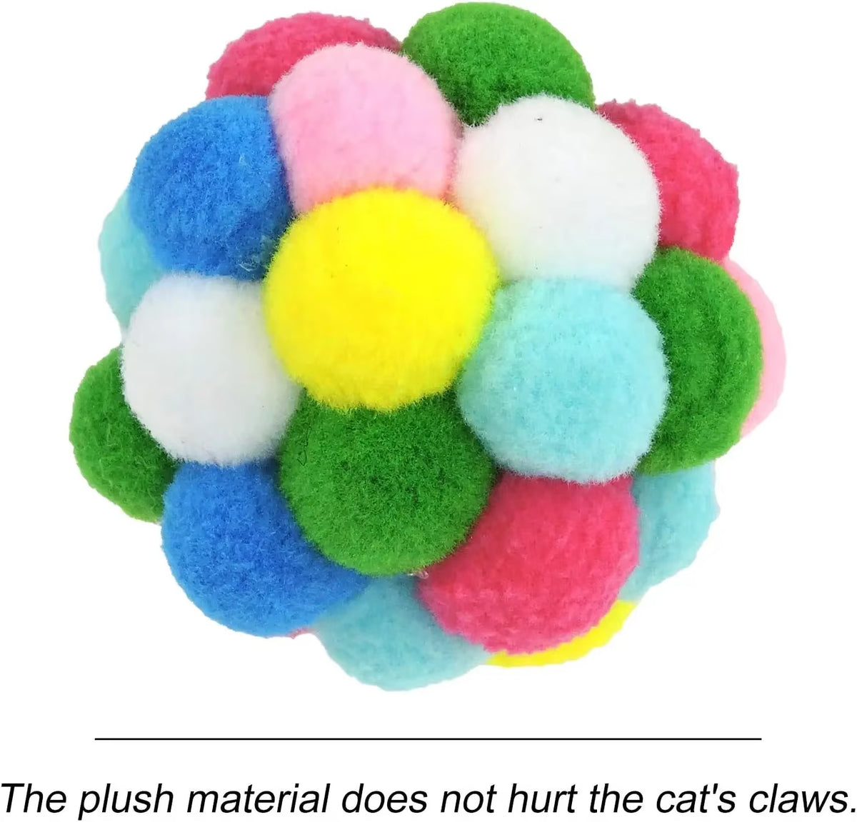 3/60Pcs Cat Toys Balls with Bells , Color Cat Pom Pom Balls,Tinsel Sparkle Balls,Interactive Toy for Indoor Cats Kitten